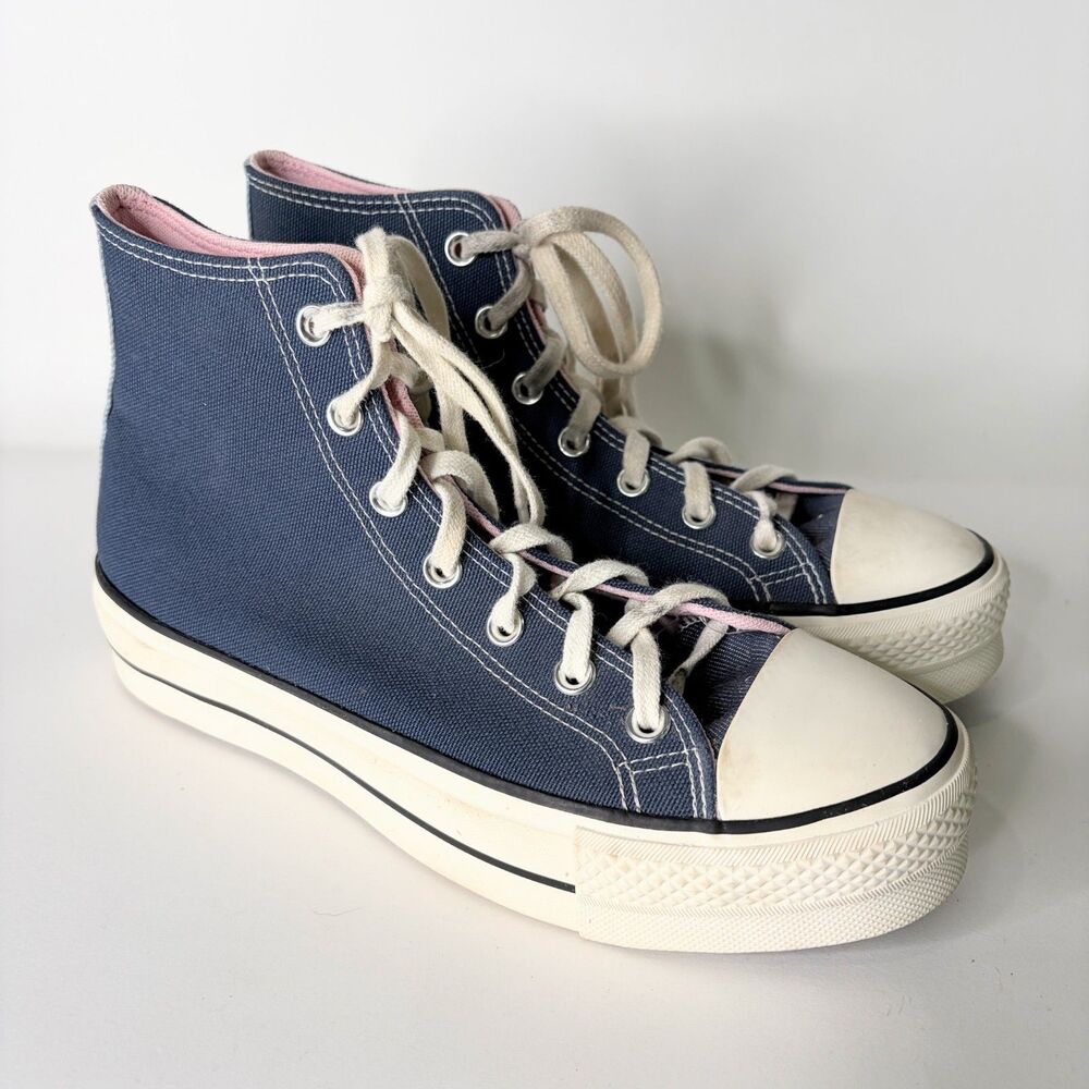 Converse High Top Platform Sneaker Blue Pink Street Shoe Women Size 9